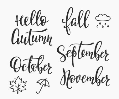 Sonbahar sonbahar calligrahy kümesi Merhaba