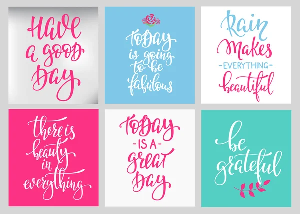 Lettering cartão postal citações conjunto —  Vetores de Stock