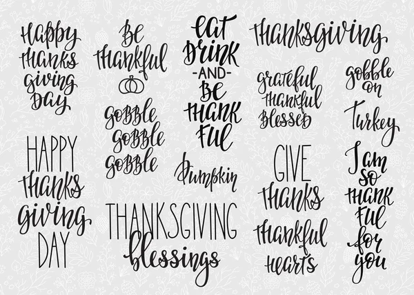 Thanksgiving bokstäver typografi set — Stock vektor