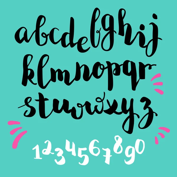 Inkleuren stijl vector alfabet kalligrafie — Stockvector