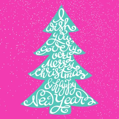 Merry Christmas Happy New Year lettering