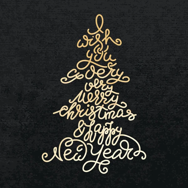 Veselé Vánoce, šťastný nový rok kaligrafie — Stockový vektor