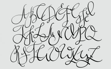 Handwritten pointed pen flourish font