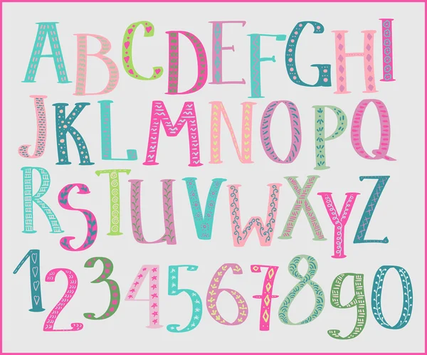 Doodle барвистий дитячий шрифт — стоковий вектор