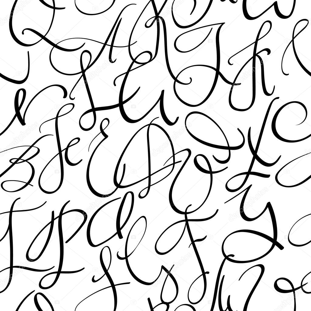 Handwritten pointed pen font seamless pattern