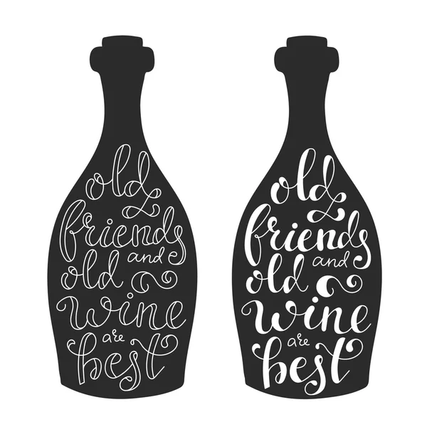 Citation sur la silhoette de bouteille de vin — Image vectorielle