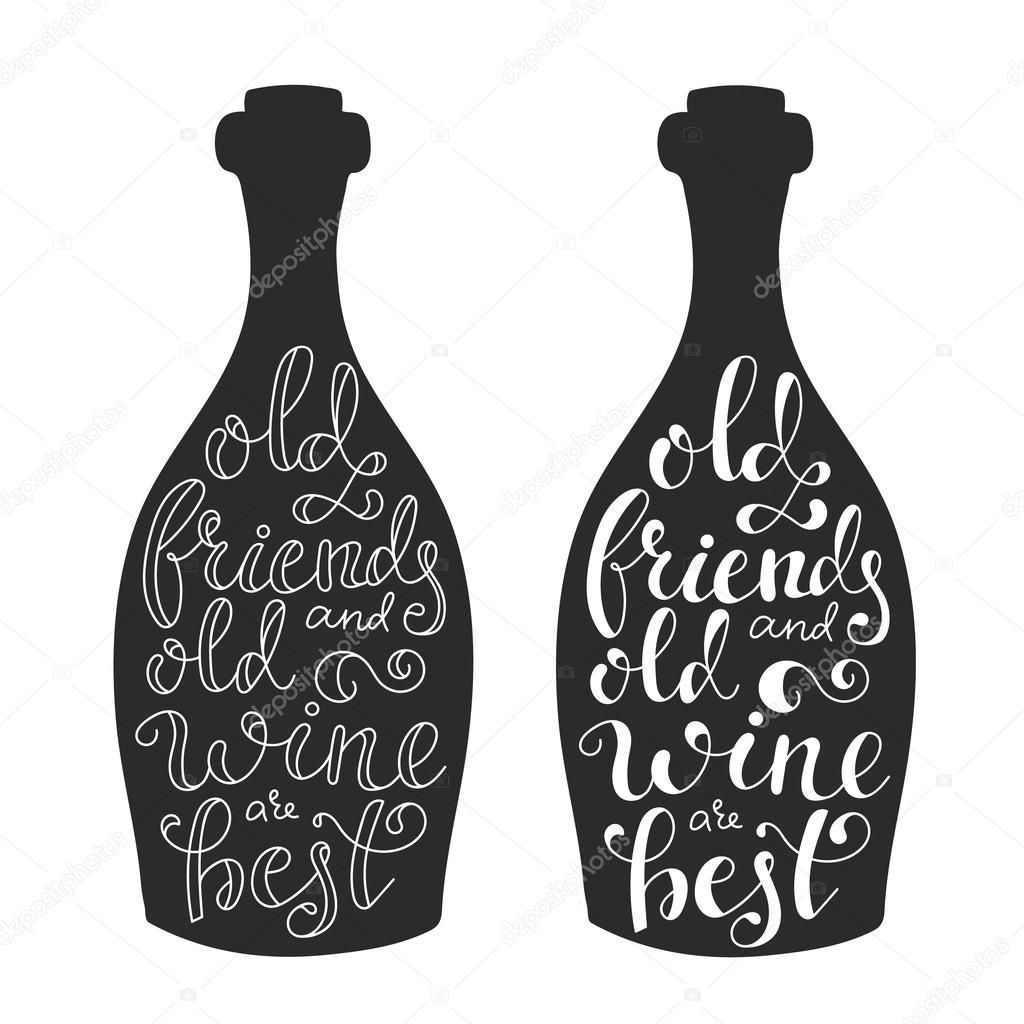 Wein Zitat Auf Weinflasche Silhoette Stockvektor Lenaro 86775406