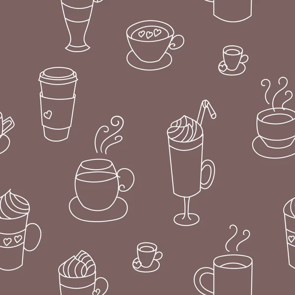 Tazze di caffè colorato carino modello senza soluzione di continuità — Vettoriale Stock
