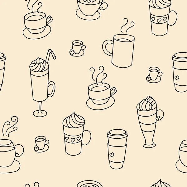 Tasses à café coloré motif mignon sans couture — Image vectorielle