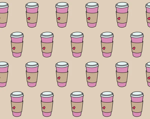 커피 컵 다채로운 귀여운 원활한 패턴 — 스톡 벡터
