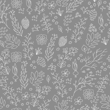 El çekilmiş çiçek ve bitki seamless modeli