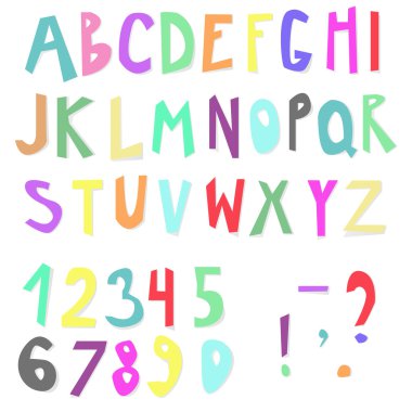 Doodle renkli alfabesi