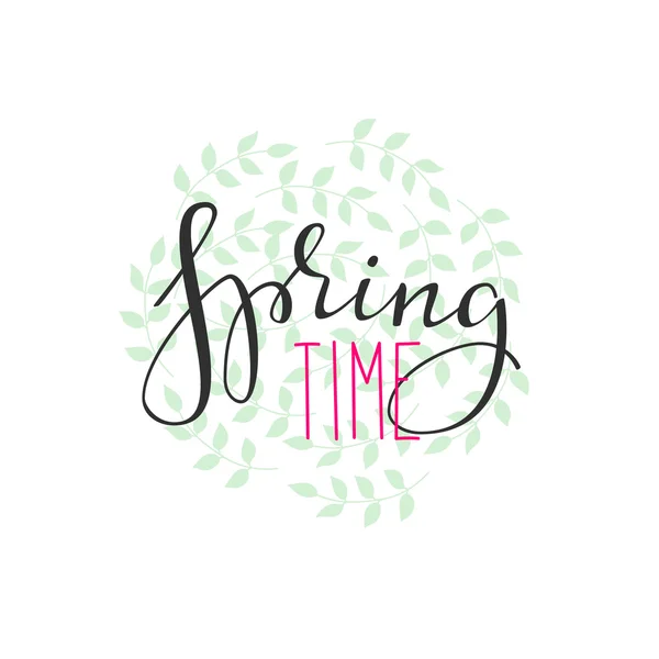 Spring tijd belettering — Stockvector