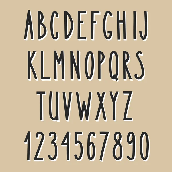 Alphabet étroit dessiné à la main — Image vectorielle