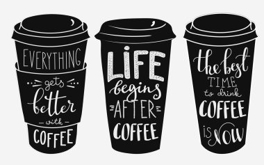 Quote lettering on coffee paper cup clipart