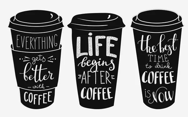 Quote lettering on coffee paper cup — Stock Vector