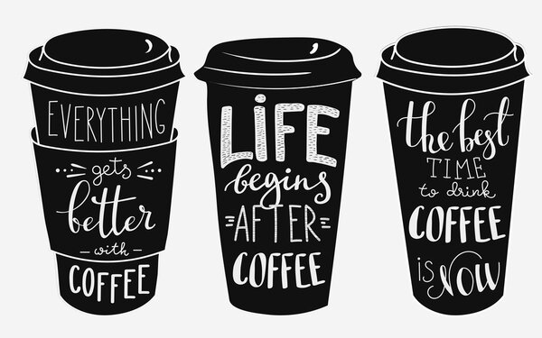 Quote lettering on coffee paper cup