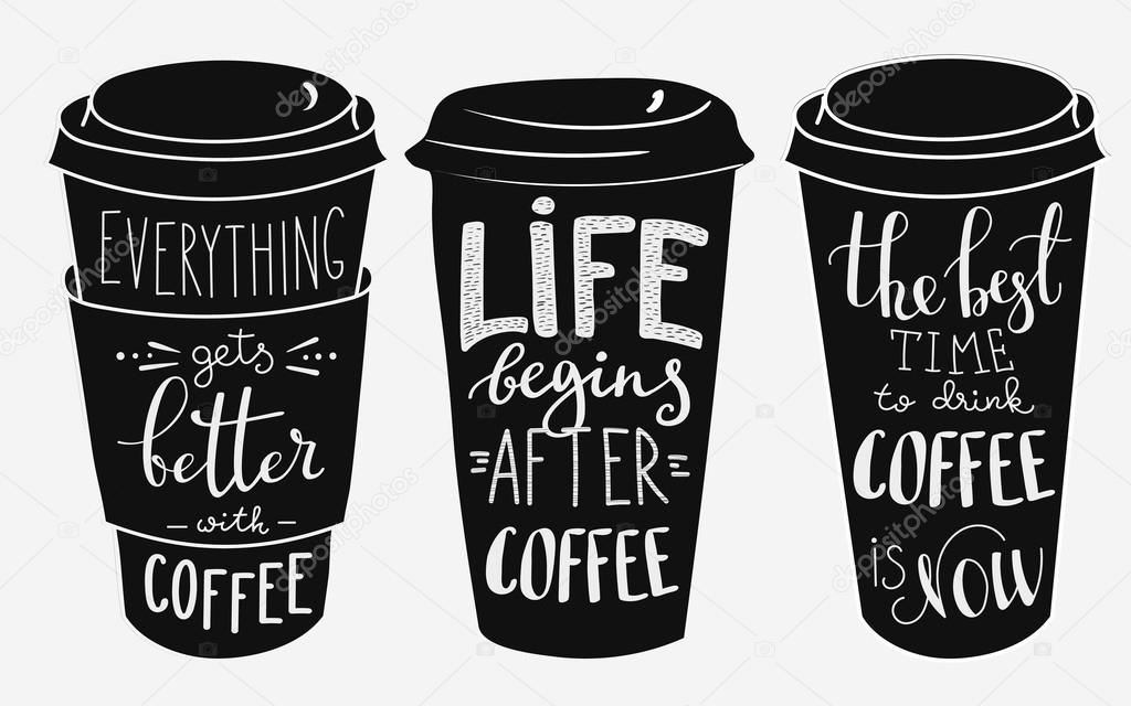 Quote lettering on coffee paper cup