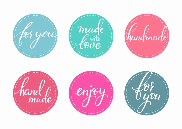 Handmade lettering sticker set — Stock Vector