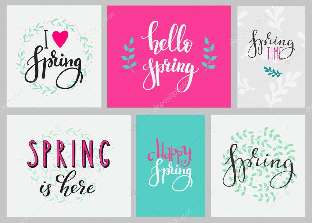 Hello spring typography set