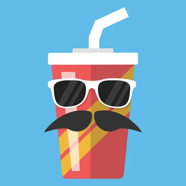 Vector cup drink tecknad. Cup dryck med glasögon. Kopp med läpparna. Kopp drink mode. Cup isolerade. Cup-ikonen. — Stock vektor