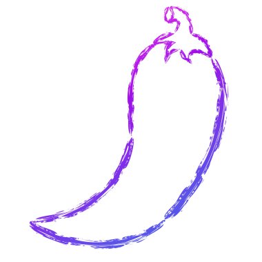 Vektör el çizilmiş fırça hattı biber biber. Moda mor ve mavi degrade biber