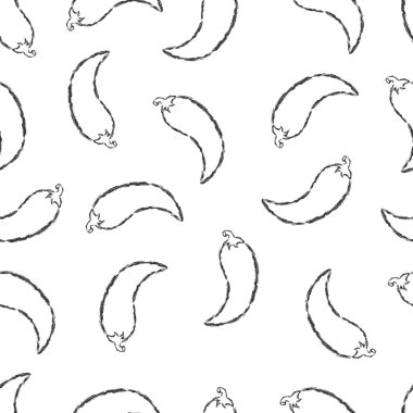 Vektör dikişsiz desen el çizilmiş fırça hattı beyaz arka plan üzerinde siyah biber biber