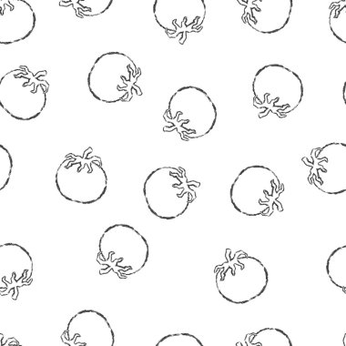 Vektör dikişsiz desen el beyaz arka plan üzerinde fırça hattı beyaz domates çizilmiş