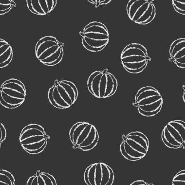 Vektör dikişsiz desen el çizilmiş fırça hattı siyah arka plan üzerinde beyaz kabak tebeşir
