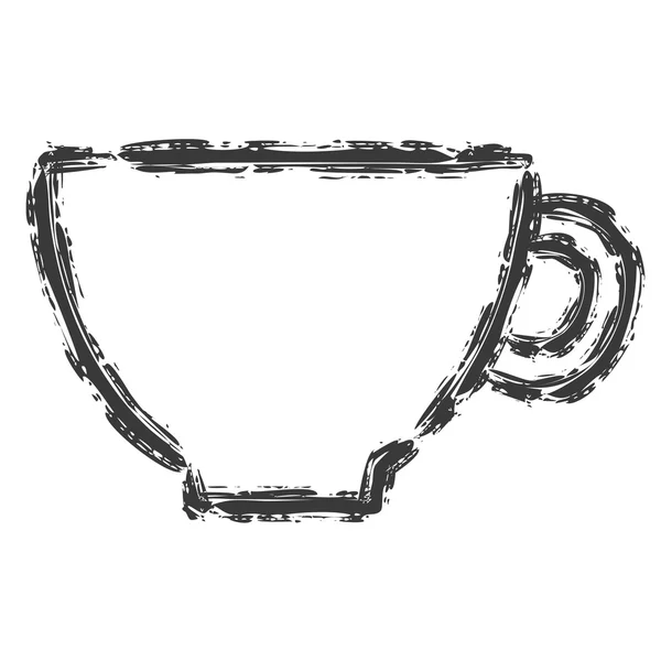 Wektor ręcznie rysowane linia szczotka czarna filiżanka kawy na białym tle — Wektor stockowy