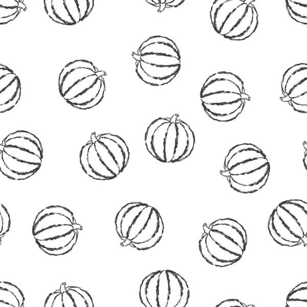 Vector seamless pattern hand drawn brush line black pumpkin on white background — Stock Vector