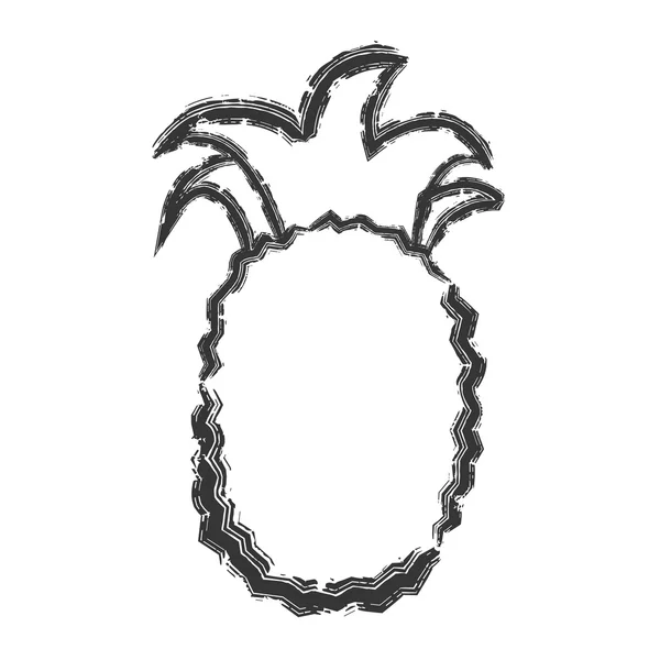 Vector mão desenhada linha escova giz preto abacaxi no fundo branco — Vetor de Stock