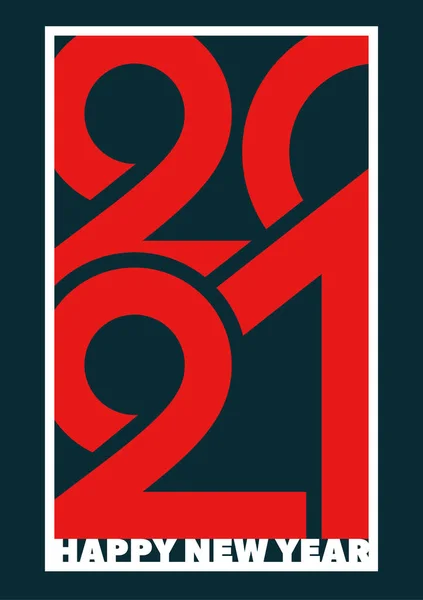 Minimalistic Modern Trendy 2021 Ευτυχισμένο Νέο Έτος Δημιουργικού Σχεδιασμού Αφίσα — Διανυσματικό Αρχείο