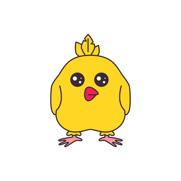 Dibujos Animados Lindo Divertido Pollo Bebé Vector Ilustración Para Pegatina — Vector de stock