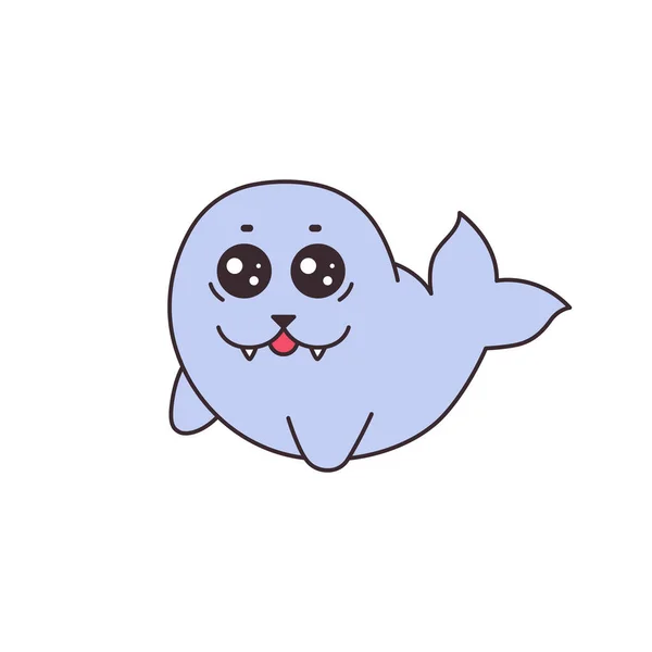 Cartoon Cute Baby Seal Animal Simple Vector Illustration - Stok Vektor