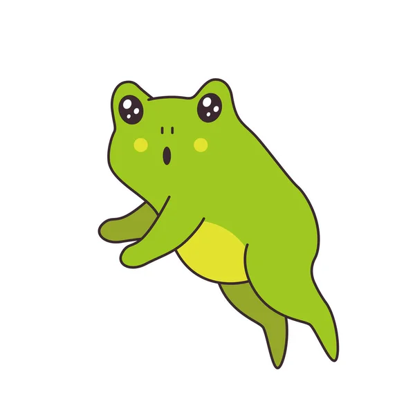 Tekenfilm Schattig Groen Baby Pad Springt Vector Illustratie Voor Sticker — Stockvector