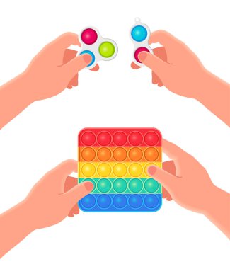 Stres önleyici oyuncaklar sensörleri harekete geçirir ve el vektörü çiziminde basit gamzeler oluştururlar.