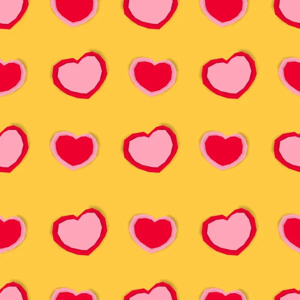 Roze en geel papier hart patroon — Stockvector