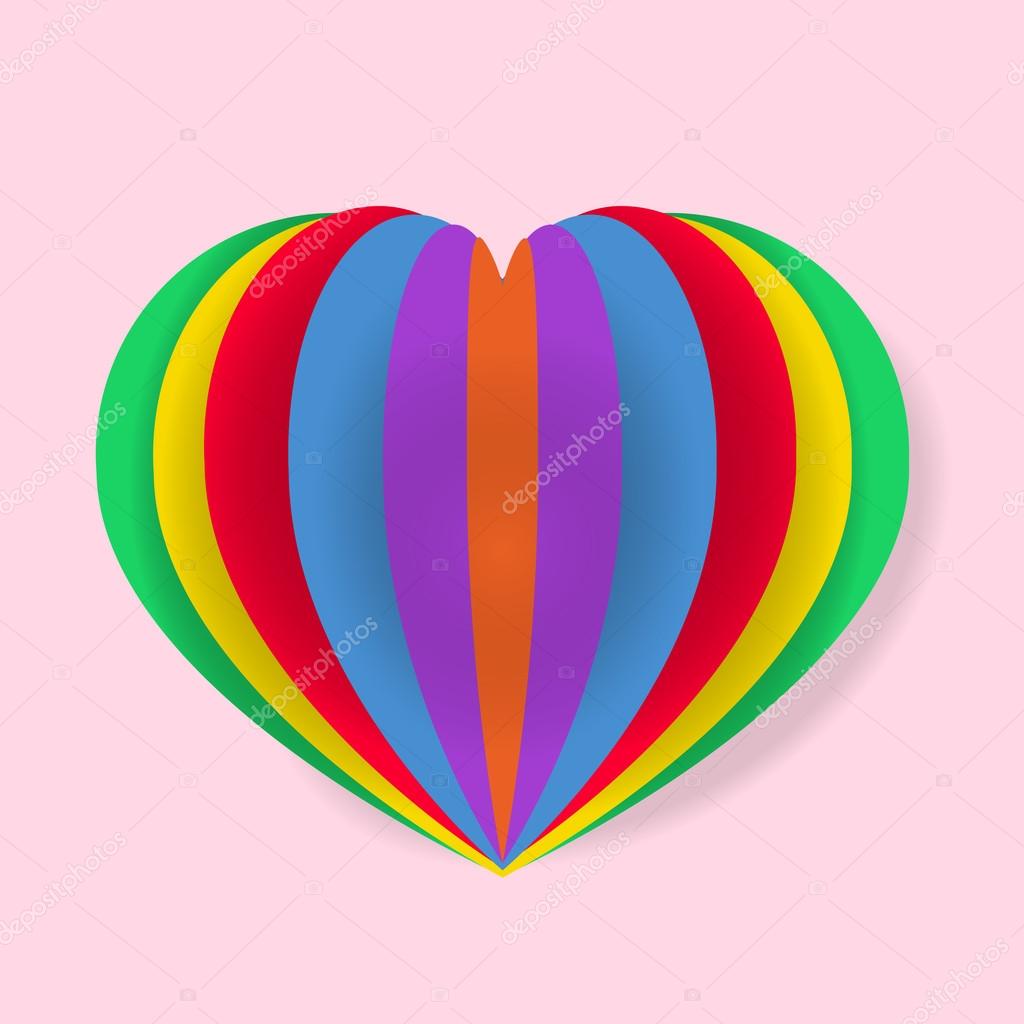 Cuore di carta colorata — Vettoriale Stock