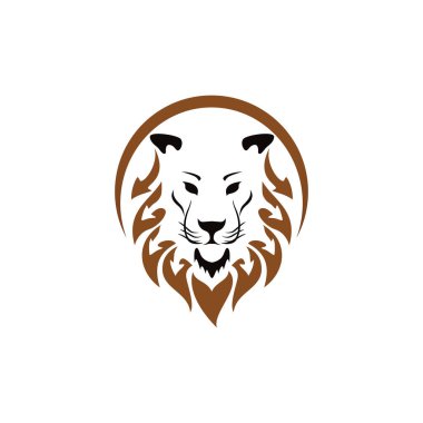Aslan başlı vintage logo simgesi düz vektör konsepti basit stil tasarımı