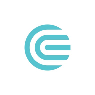 daire harfi E simgesi logosu düz vektör konsepti basit stil tasarımı