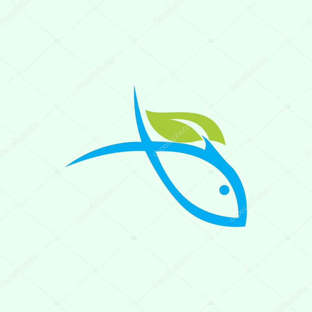 abstract nature fish logo icon flat design vector graphic concept
