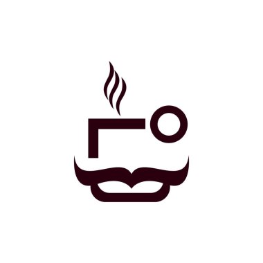 soyut kahve fincanı bıyık logosu düz konsept vektör grafik tasarımı