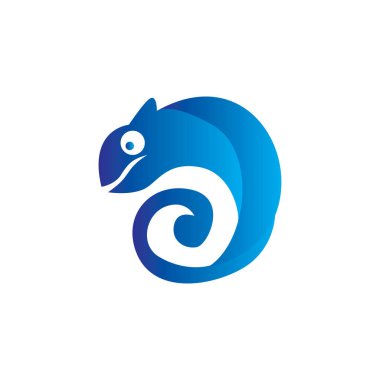 soyut mavi bukalemun logo düz konsept vektör grafik tasarımı