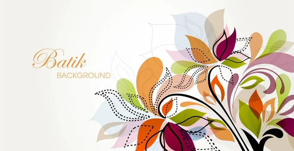 Kolorowe Kwiatowe Tło Batik Ilustracja Loki Dekoracji Kwiatowej Ręcznie Rysowane — Wektor stockowy