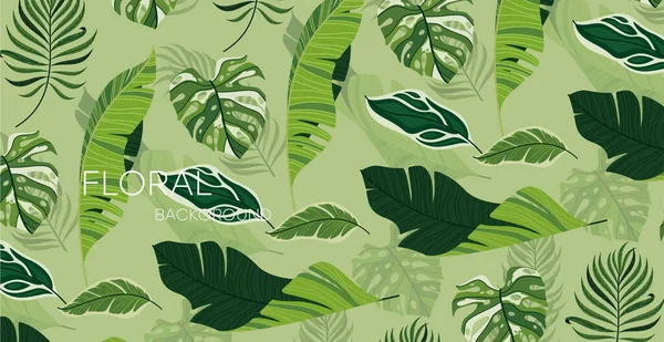 熱帯の葉 熱帯の葉から創造的なレイアウト 自然概念 エキゾチックなイラストはポスター カード 招待状 その他の夏のデザインに最適です — ストックベクタ