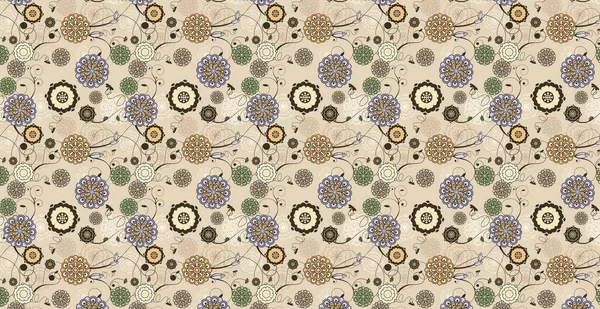 Luxuriöser Floraler Batikhintergrund Florale Dekoration Kräuselt Illustration Handgezeichnete Paisley Muster — Stockvektor
