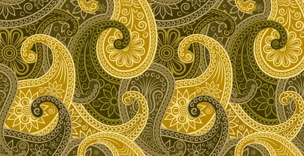 Lyxig Blommig Batik Bakgrund Blommig Dekoration Lockar Illustration Handritade Paisley — Stock vektor