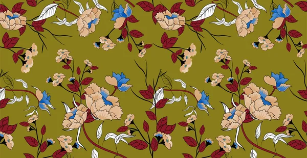 Lyxig Blommig Batik Bakgrund Blommig Dekoration Lockar Illustration Handritade Paisley — Stock vektor
