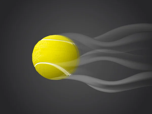 Pelota de tenis de movimiento rápido aislada sobre fondo oscuro . — Archivo Imágenes Vectoriales